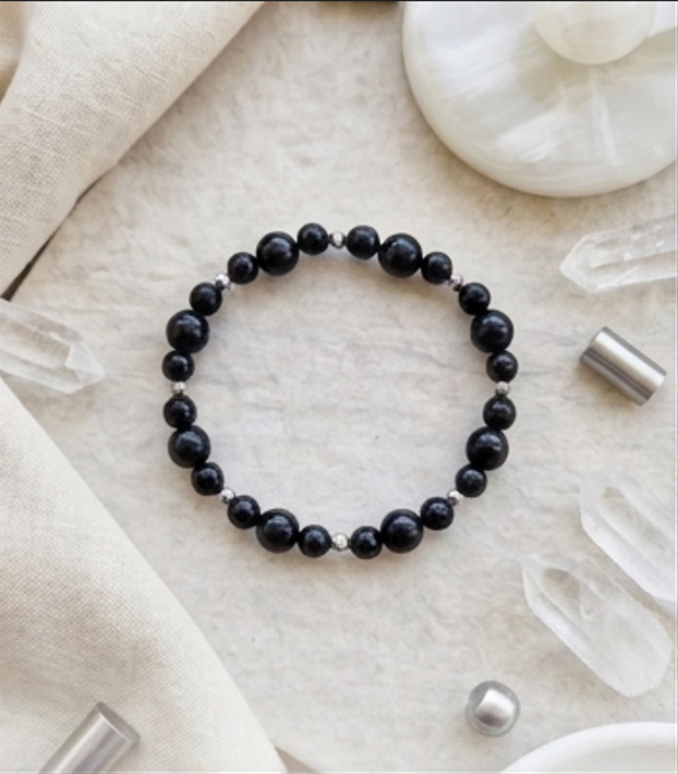 Bracciale artigianale in Tormalina Nera pietre naturali handmade GM_Creations
