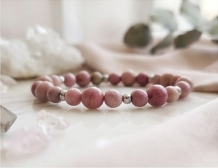 Bracciale artigianale in Rodonite pietre naturali handmade GM_Creations