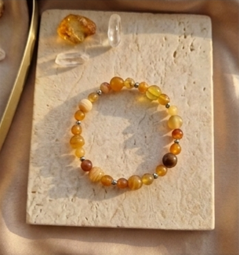 Bracciale artigianale in Agata Ambra pietre naturali handmade GM_Creations