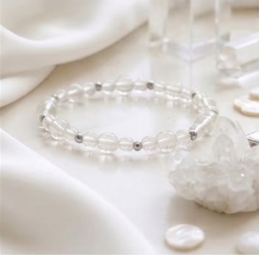 Bracciale artigianale in Quarzo Ialino Cristallo di Rocca pietre naturali handmade GM_Creations