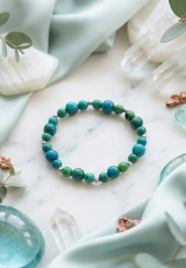 Bracciale artigianale in Crisocolla pietre naturali handmade GM_Creations