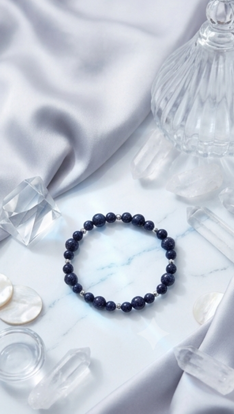 Bracciale artigianale in Arenaria Blu pietre naturali handmade GM_Creations