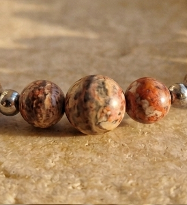 Bracciale artigianale in Diaspro Pelle di Ghepardo pietre naturali handmade GM_Creations