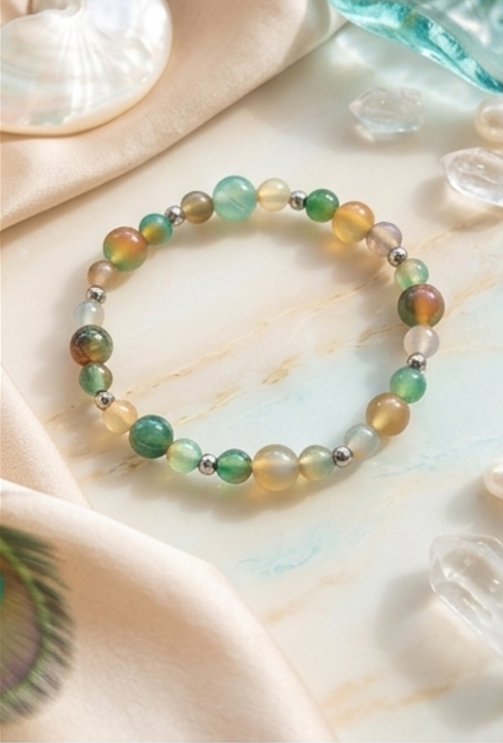 Bracciale artigianale in Agata Pavone pietre naturali handmade GM_Creations