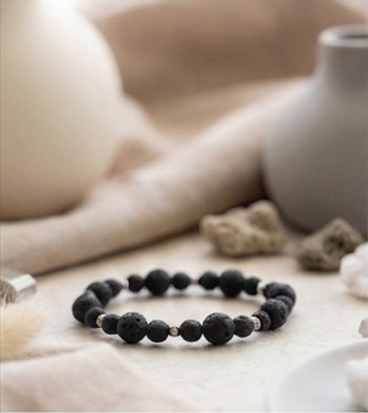 Bracciale artigianale in Pietra Lavica pietre naturali handmade GM_Creations