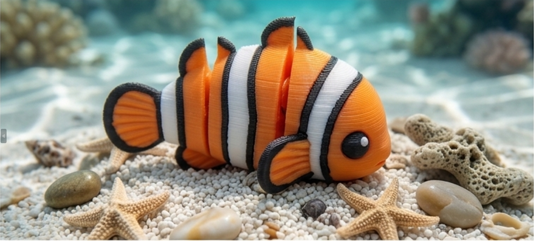 Mini Flexi Pesce Pagliaccio Nemo snodabile stampato 3D artigianale GM_Creations