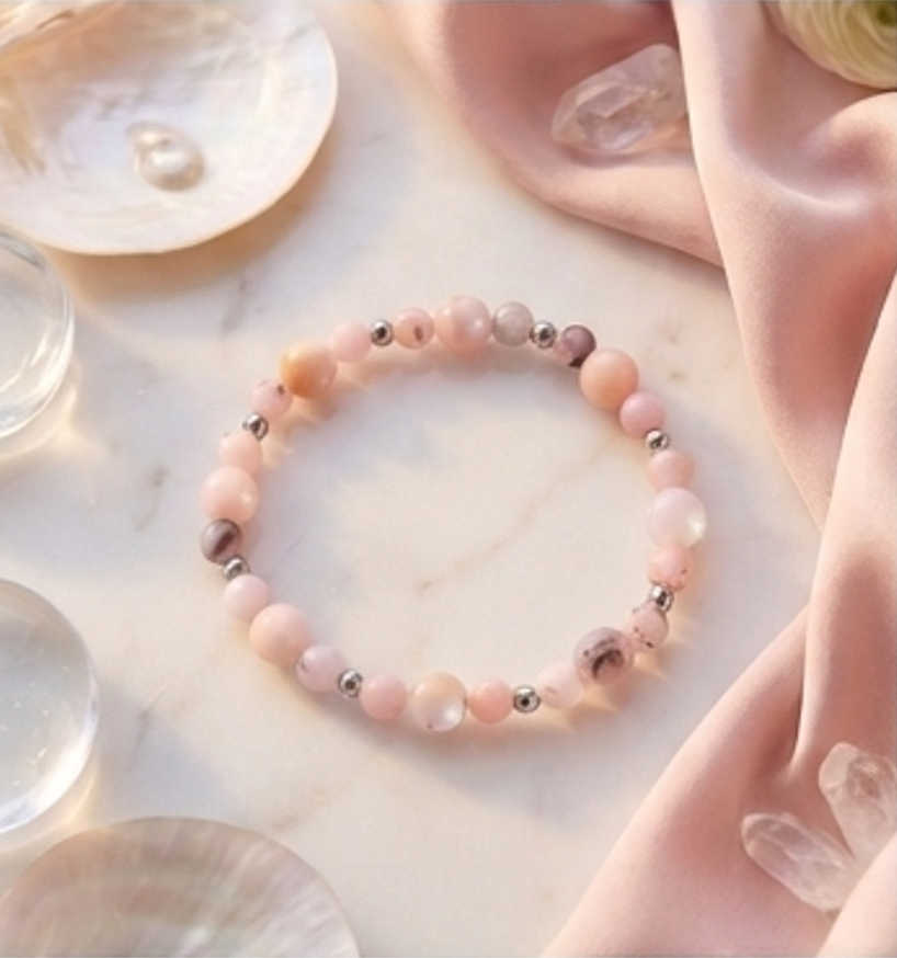 Bracciale artigianale in Opale Rosa handmade GM_Creations