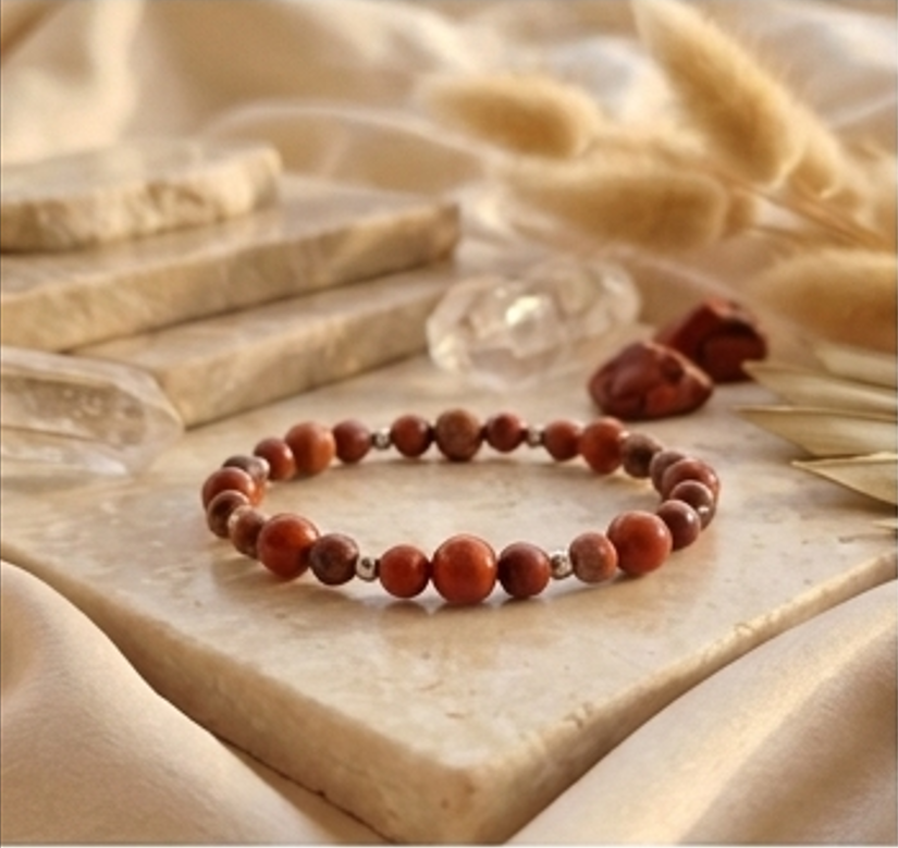 Bracciale artigianale in Diaspro Rosso pietre naturali handmade GM_Creations