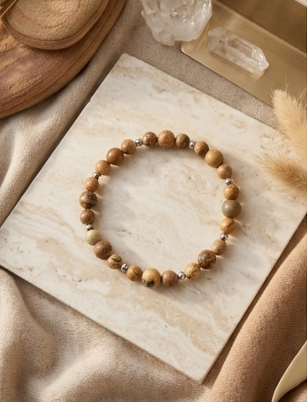 Bracciale artigianale in Diaspro Pittorico pietre naturali handmade GM_Creations