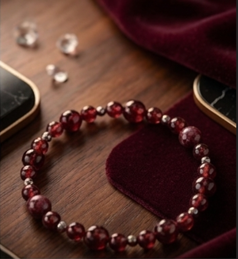Bracciale artigianale in Granato pietre naturali handmade GM_Creations