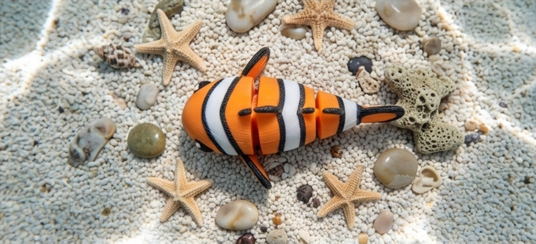 Mini Flexi Pesce Pagliaccio Nemo snodabile stampato 3D artigianale GM_Creations