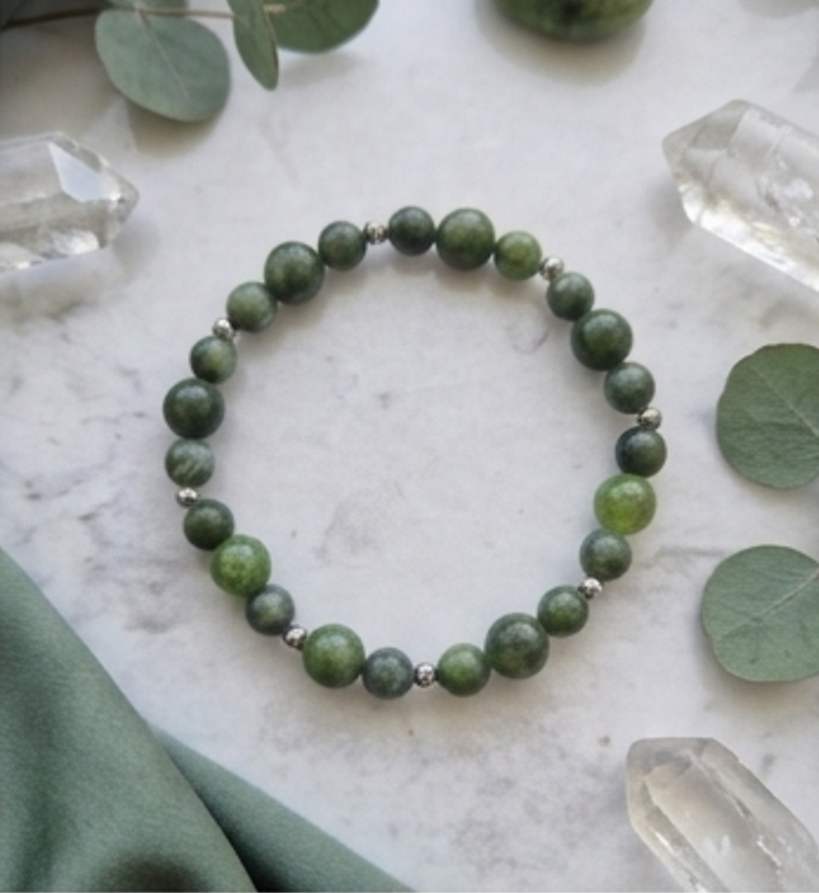 Bracciale artigianale in Giada Verde pietre naturali handmade GM_Creations