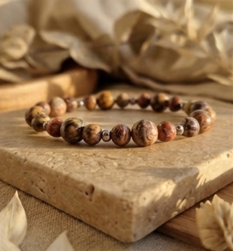 Bracciale artigianale in Diaspro Pelle di Ghepardo pietre naturali handmade GM_Creations