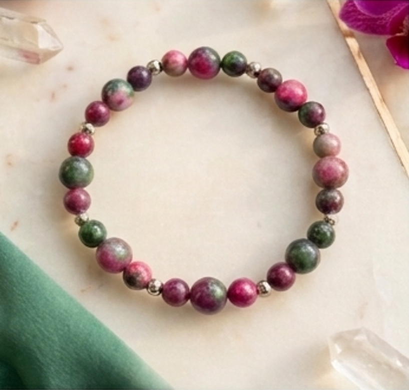 Bracciale artigianale in Giada Persiana pietre naturali handmade GM_Creations