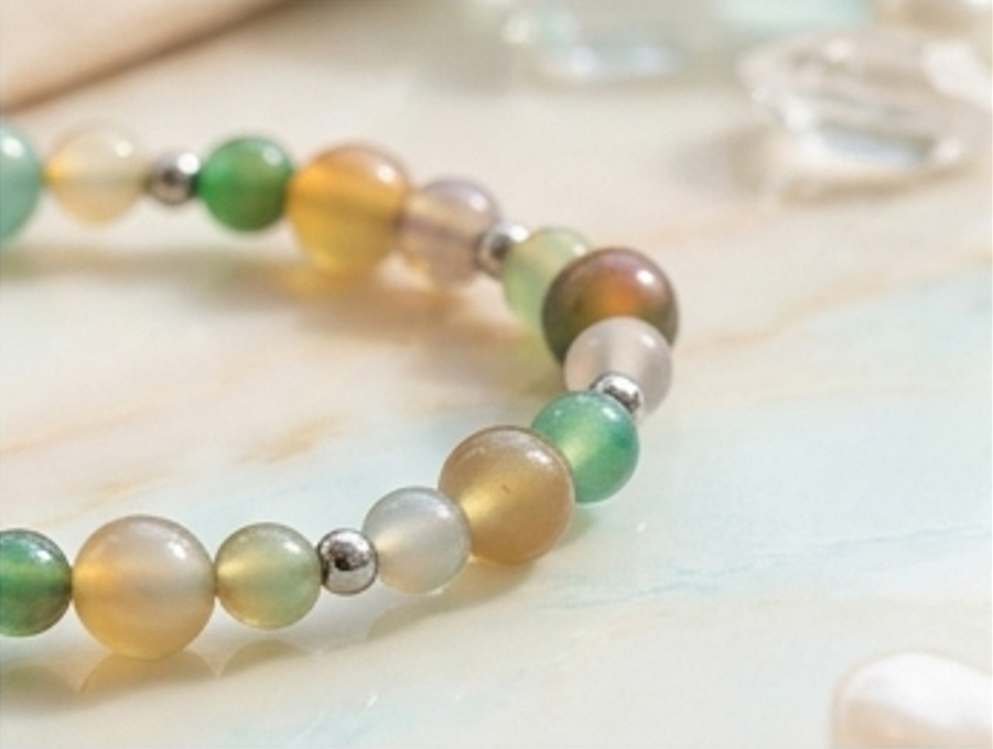 Bracciale artigianale in Agata Pavone pietre naturali handmade GM_Creations