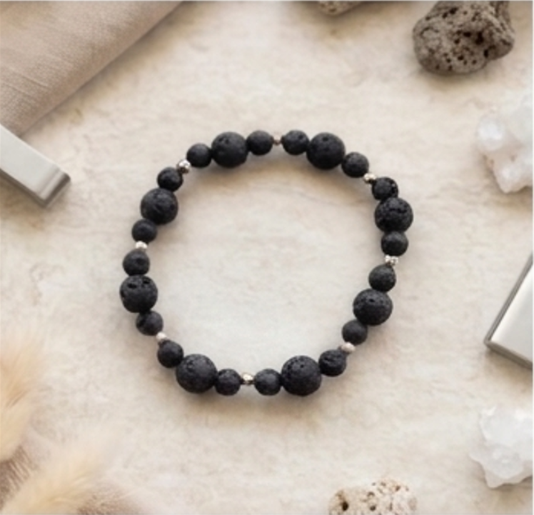 Bracciale artigianale in Pietra Lavica pietre naturali handmade GM_Creations