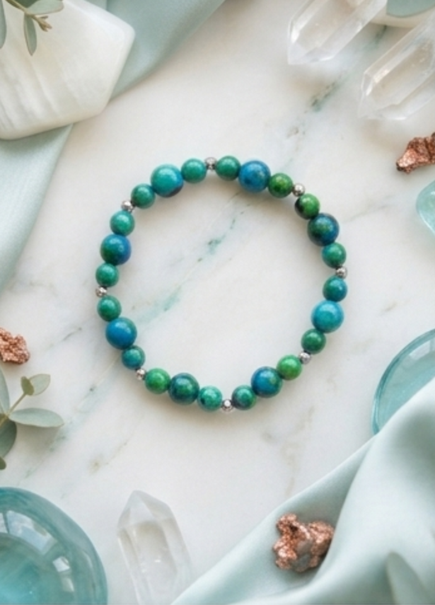 Bracciale artigianale in Crisocolla pietre naturali handmade GM_Creations