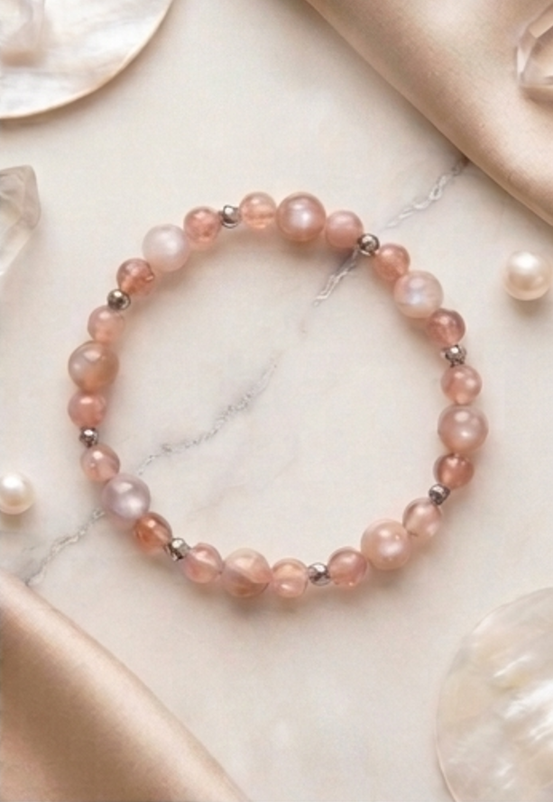 Bracciale artigianale in Pietra di Luna Adularia pietre naturali handmade GM_Creations