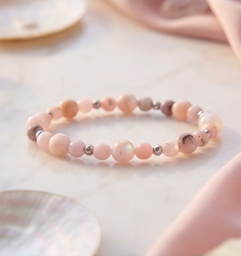 Bracciale artigianale in Opale Rosa handmade GM_Creations