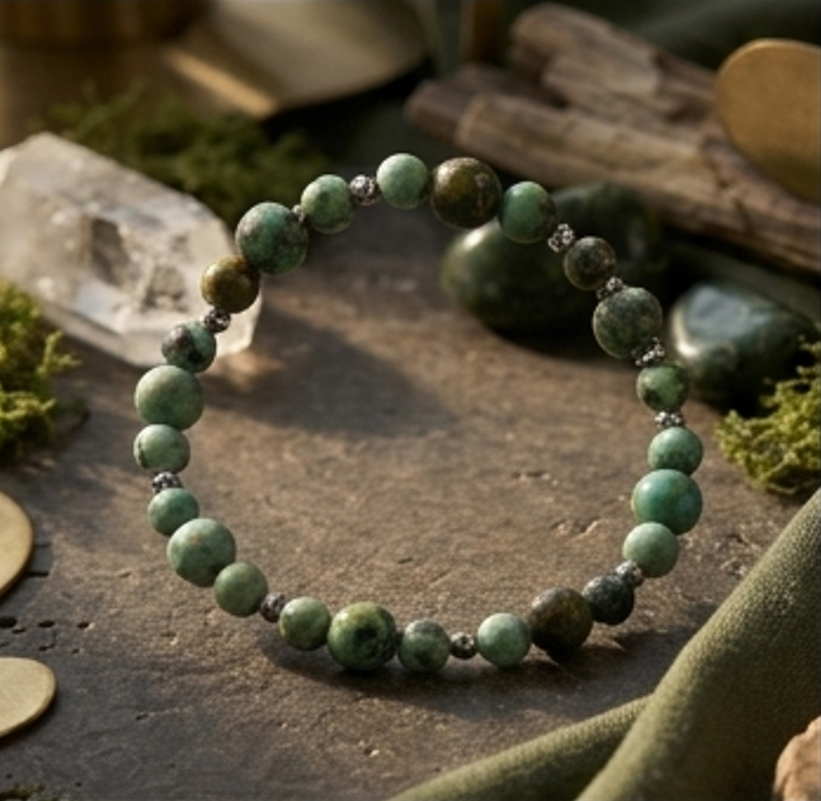 Bracciale artigianale in Turchese Africano diaspro pietre naturali handmade GM_Creations