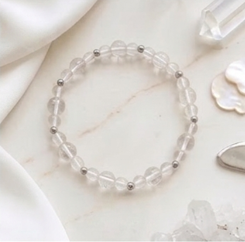 Bracciale artigianale in Quarzo Ialino Cristallo di Rocca pietre naturali handmade GM_Creations