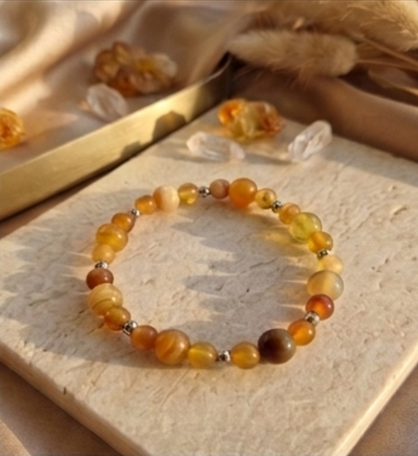 Bracciale artigianale in Agata Ambra pietre naturali handmade GM_Creations