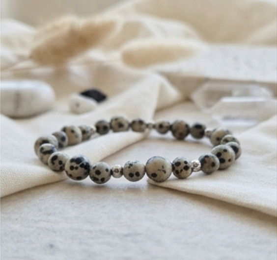 Bracciale artigianale in Diaspro Dalmata pietre naturali handmade GM_Creations