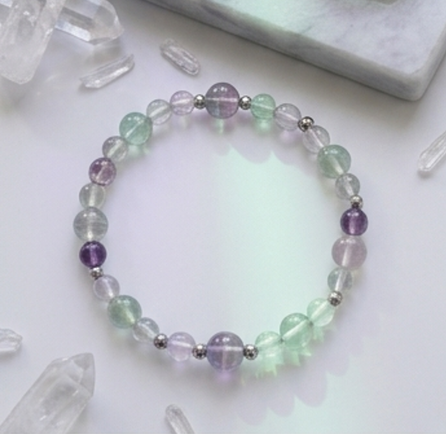 Bracciale artigianale in Fluorite pietre naturali handmade GM_Creations