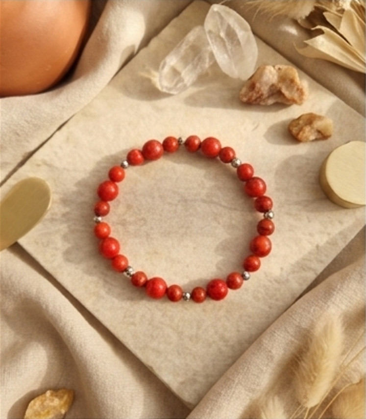 Bracciale artigianale in Aulite Rossa pietre naturali handmade GM_Creations