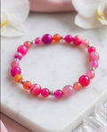 Bracciale artigianale in Agata Fucsia pietre naturali handmade GM_Creations