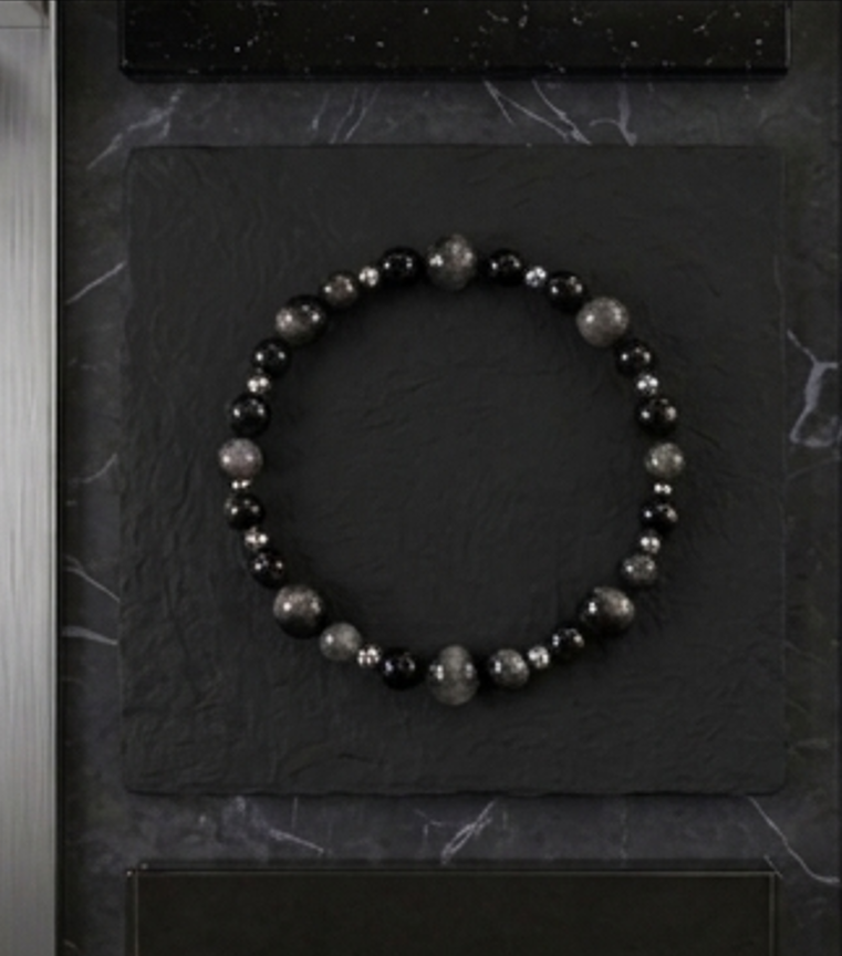 Bracciale artigianale in Ossidiana pietre naturali handmade GM_Creations