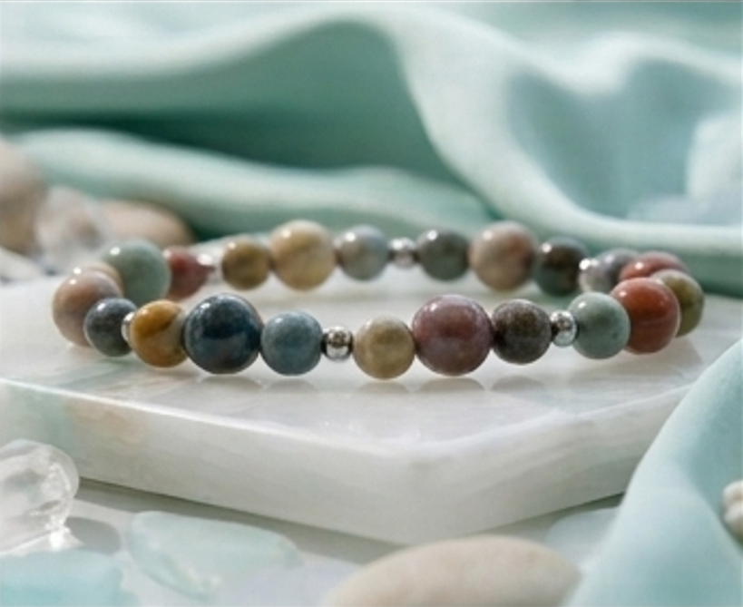 Bracciale artigianale in Diaspro Oceanico pietre naturali handmade GM_Creations