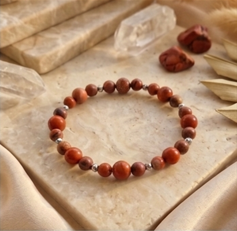 Bracciale artigianale in Diaspro Rosso pietre naturali handmade GM_Creations