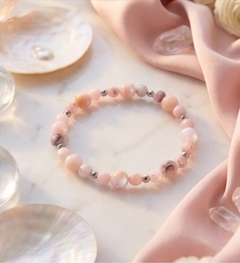 Bracciale artigianale in Opale Rosa handmade GM_Creations