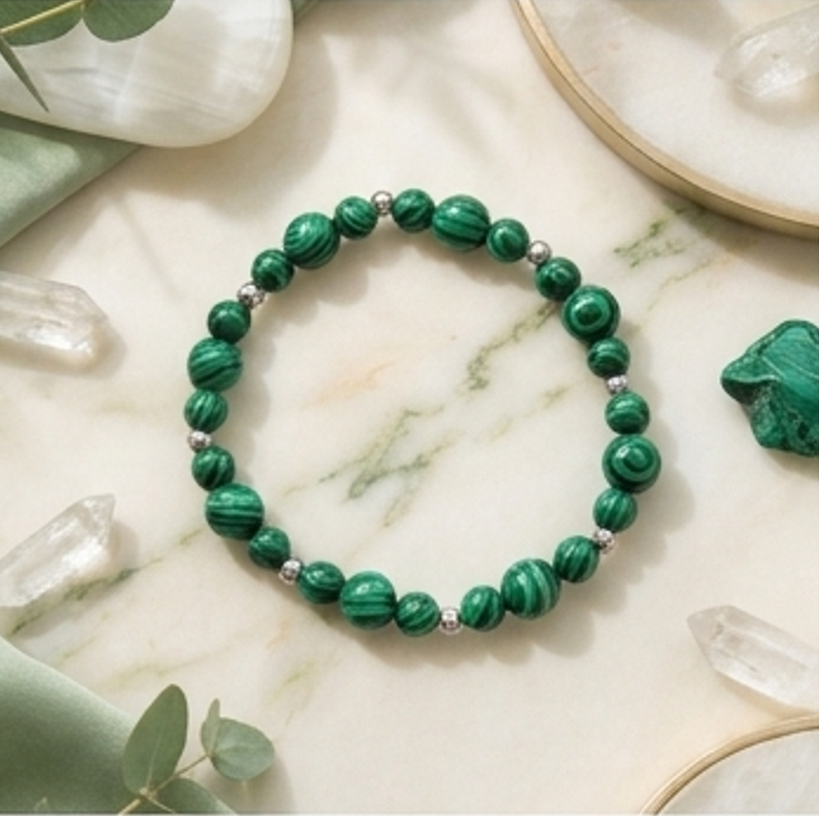 Bracciale artigianale in Malachite pietre naturali handmade GM_Creations