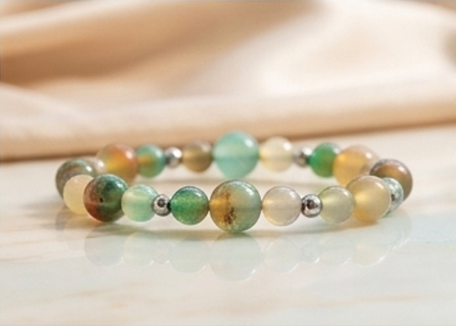 Bracciale artigianale in Agata Pavone pietre naturali handmade GM_Creations
