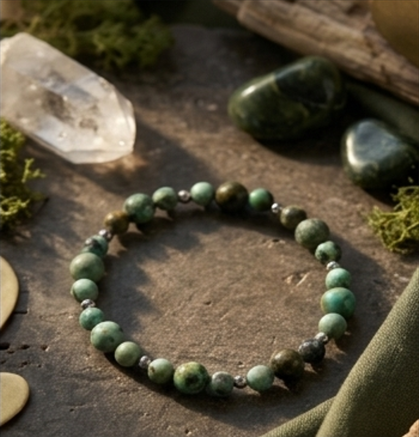 Bracciale artigianale in Turchese Africano diaspro pietre naturali handmade GM_Creations