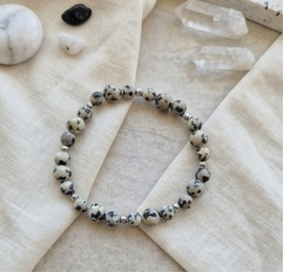 Bracciale artigianale in Diaspro Dalmata pietre naturali handmade GM_Creations