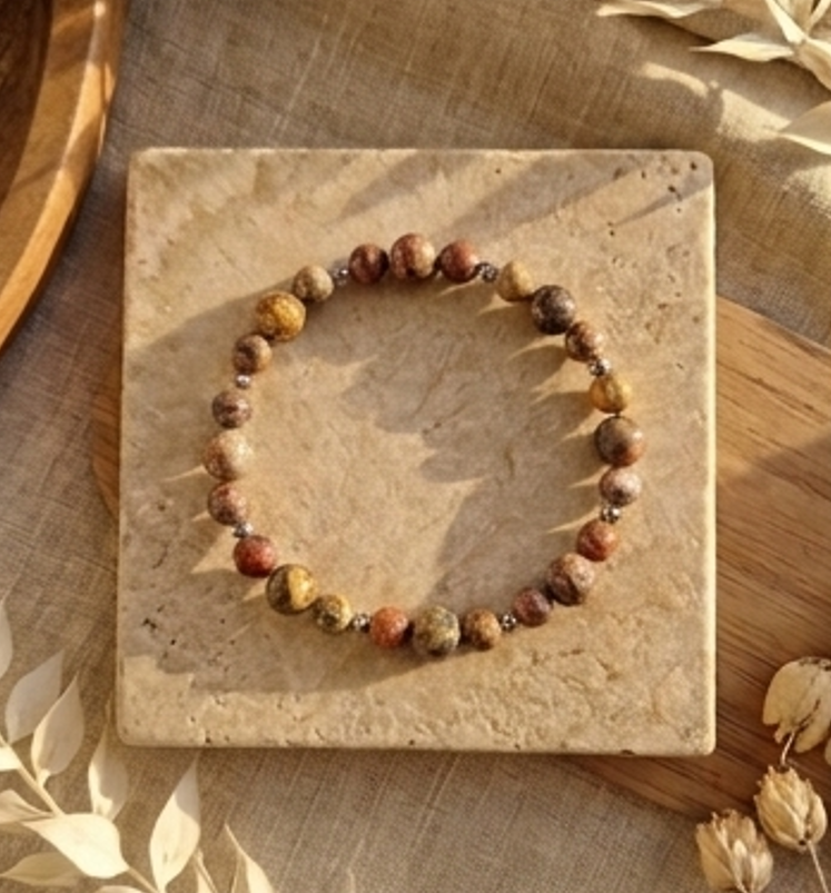 Bracciale artigianale in Diaspro Pelle di Ghepardo pietre naturali handmade GM_Creations