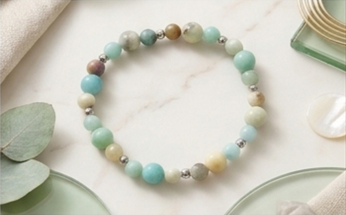 Bracciale artigianale in Amazzonite pietre naturali handmade GM_Creations