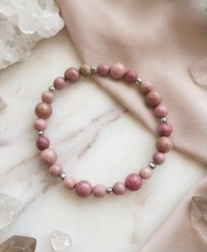 Bracciale artigianale in Rodonite pietre naturali handmade GM_Creations