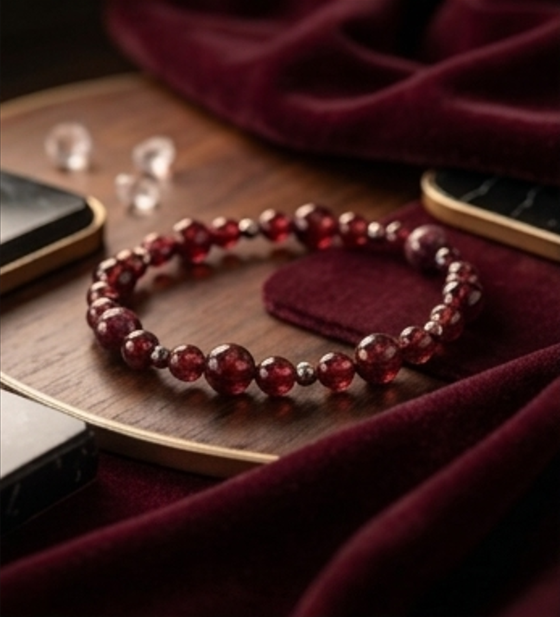 Bracciale artigianale in Granato pietre naturali handmade GM_Creations