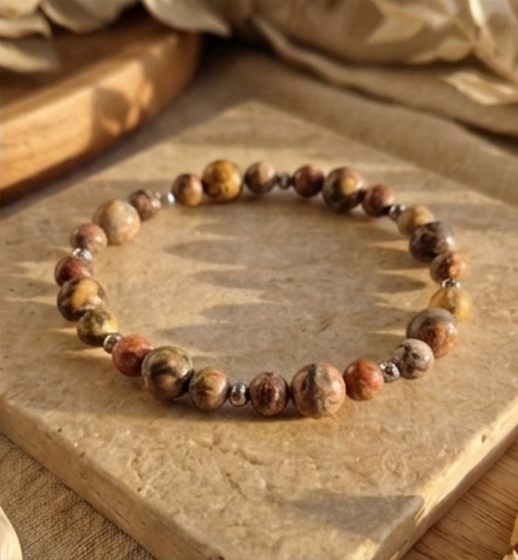 Bracciale artigianale in Diaspro Pelle di Ghepardo pietre naturali handmade GM_Creations