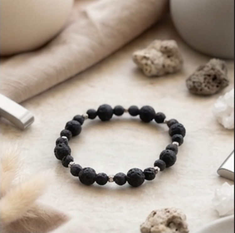 Bracciale artigianale in Pietra Lavica pietre naturali handmade GM_Creations