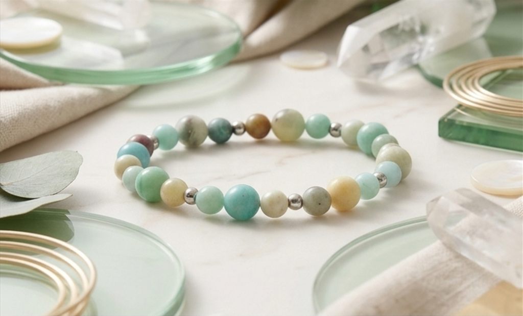 Bracciale artigianale in Amazzonite pietre naturali handmade GM_Creations
