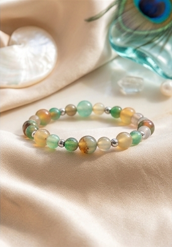 Bracciale artigianale in Agata Pavone pietre naturali handmade GM_Creations