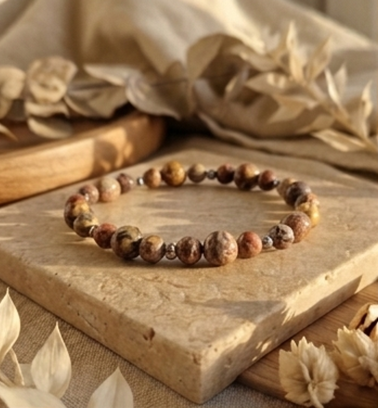 Bracciale artigianale in Diaspro Pelle di Ghepardo pietre naturali handmade GM_Creations
