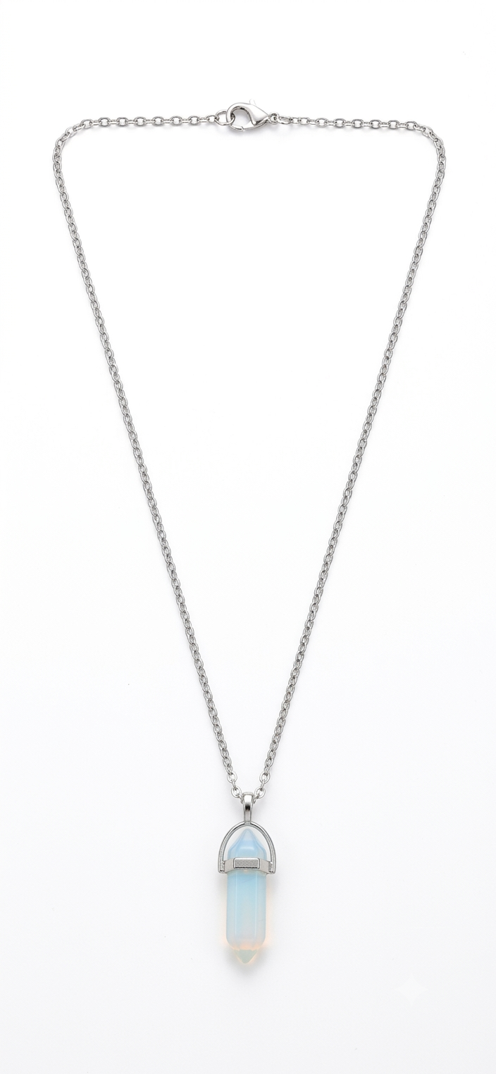 Collana artigianale ciondolo prisma esagonale Opalite pietra naturale handmade GM_Creations