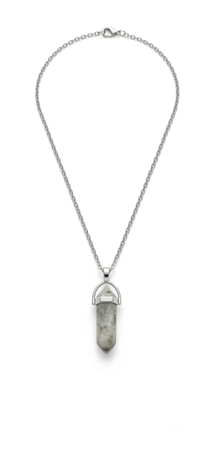 Collana artigianale ciondolo prisma esagonale Labradorite pietra naturale handmade GM_Creations