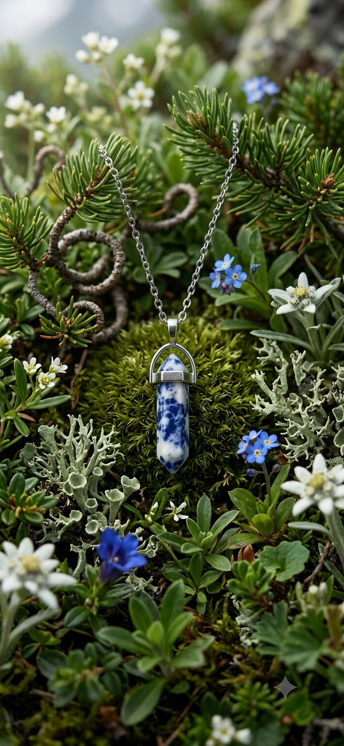 Collana artigianale ciondolo prisma esagonale Sodalite pietra naturale handmade GM_Creations